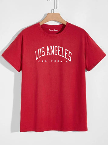 Teen Red Cotton Los Angeles T-shirt