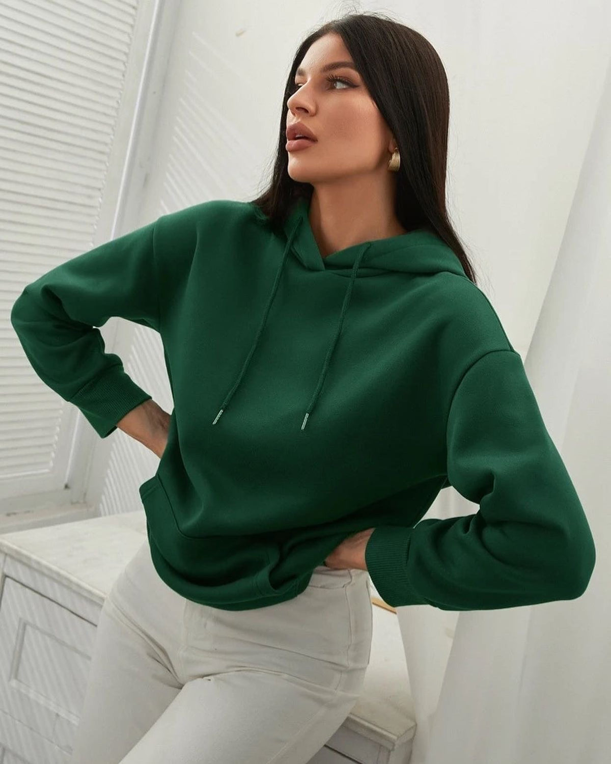 Teen Solid Green Hoodie