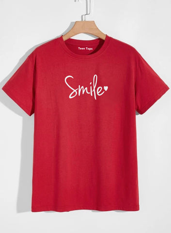 Teen Red Cotton Graphic T-shirt