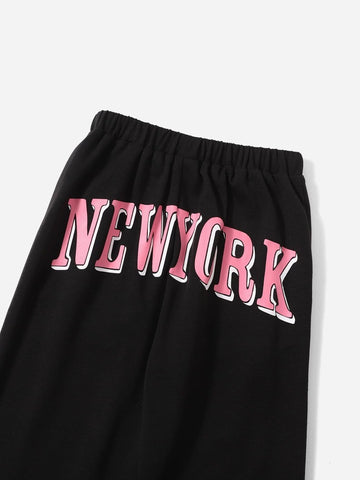 Teen Black Cotton New York sweatpant
