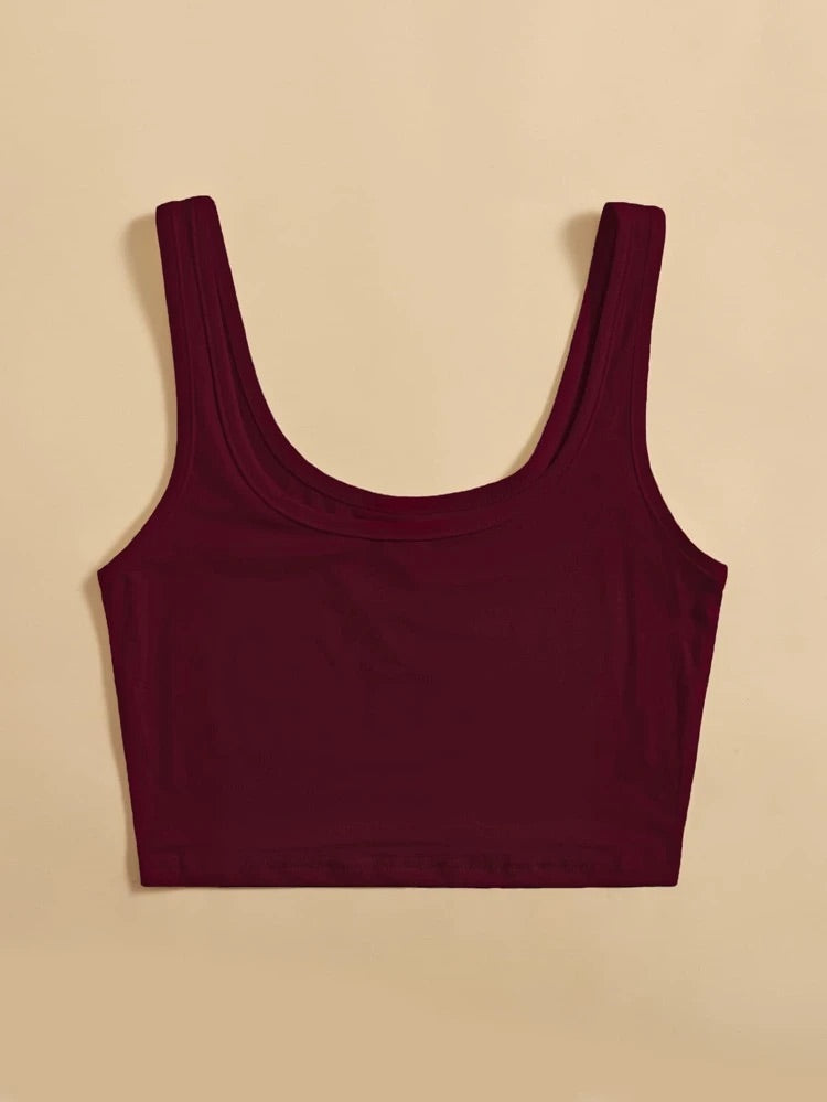 Teen Solid Mehroon Fitted Tank Top