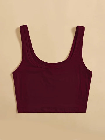 Teen Solid Mehroon Fitted Tank Top