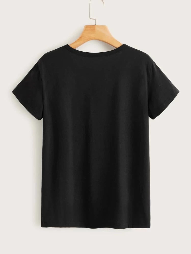 Teen Black Cotton Graphic T-shirt
