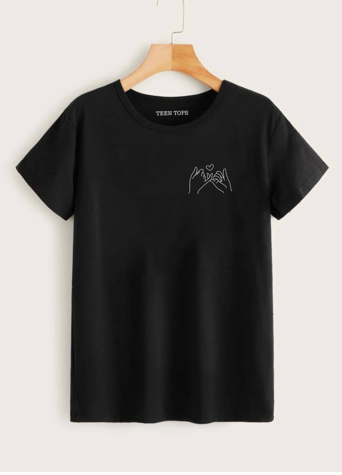 Teen Black Cotton Graphic T-shirt