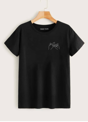 Teen Black Cotton Graphic T-shirt
