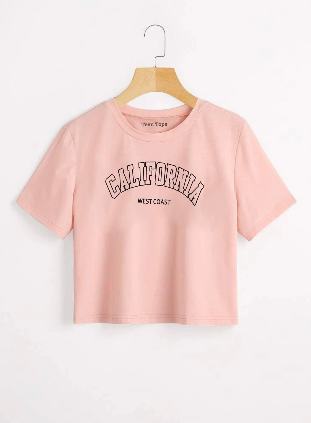 Teen Coral Pink Cotton California Crop Top