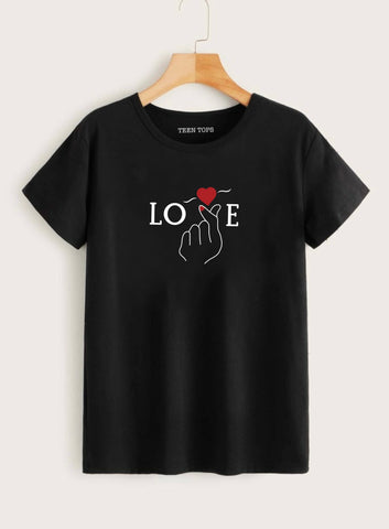 Teen Black Cotton Graphic T-shirt