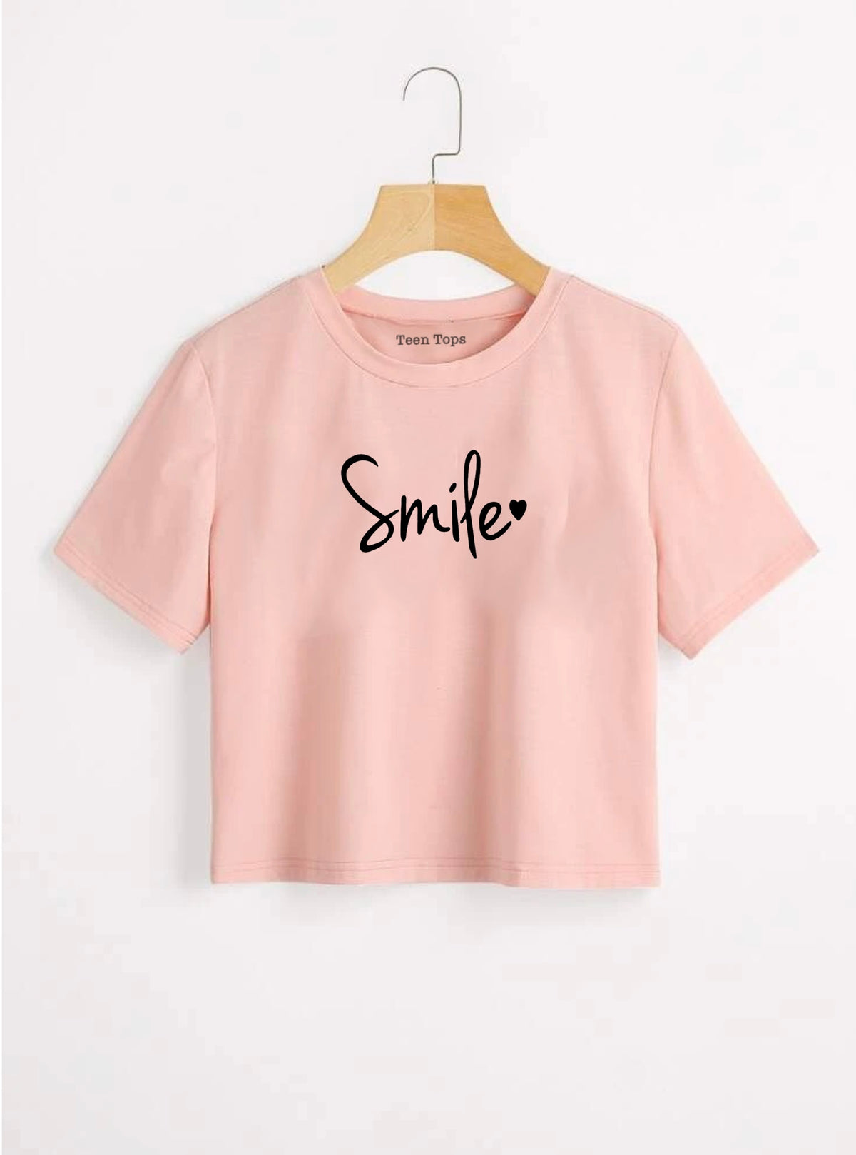 Teen Coral Pink Cotton Graphic Crop Top