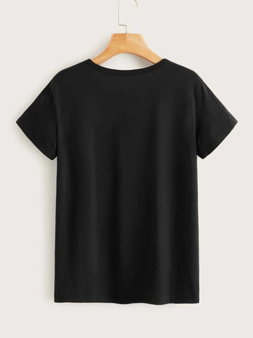 Teen Black Cotton 20'S Baby T-shirt