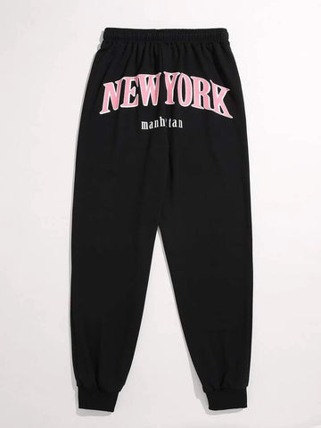 Teen Black Cotton New York sweatpant