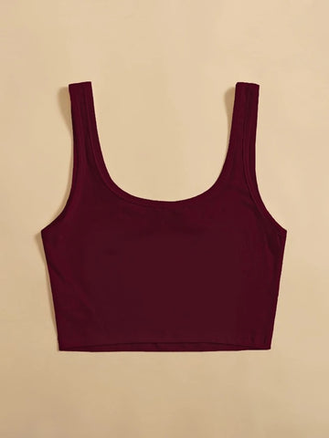 Teen Solid Mehroon Fitted Tank Top