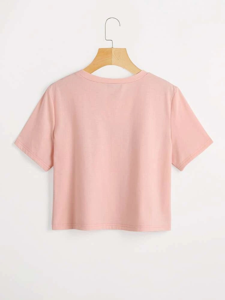 Teen Coral Pink Cotton 20'S Baby Crop Top