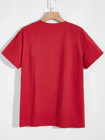 Teen Red Cotton Butterflies T-shirt