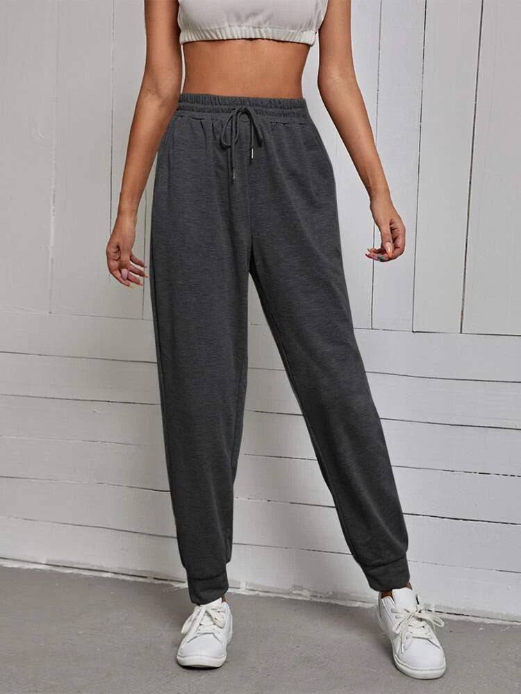 Teen Solid Dark Grey Cotton Sweatpant