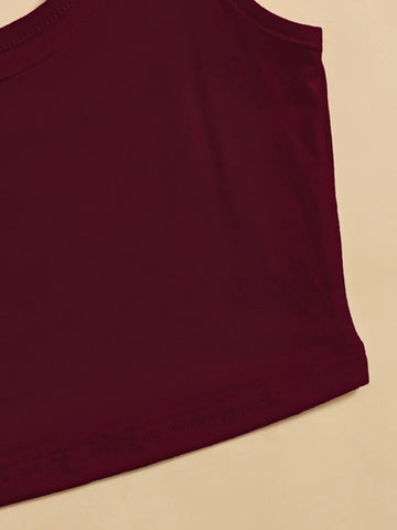 Teen Solid Mehroon Fitted Tank Top